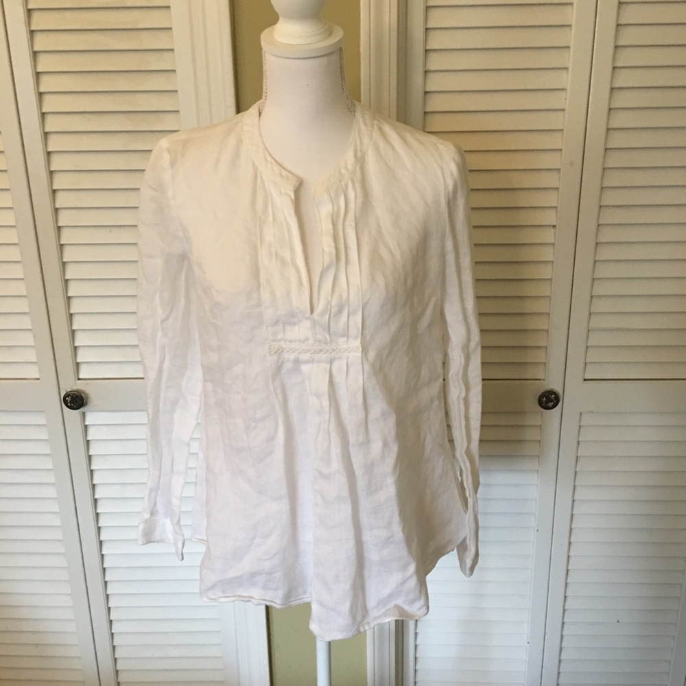 Max Studio Specialty Products White Linen Top Size S